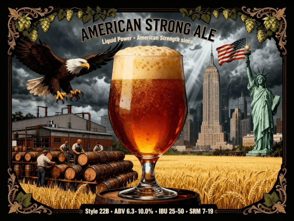 American Strong Ale en copa snifter mostrando su color ámbar cobrizo profundo