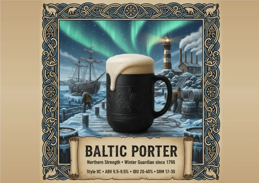 Artwork decorativo que representa el Baltic Porter en su contexto histórico marítimo