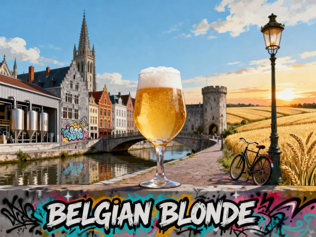 Belgian Blond Ale en copa cáliz mostrando su color dorado brillante característico