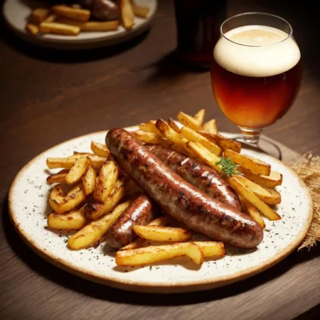 Chorizo criollo con cerveza y velouté de setas