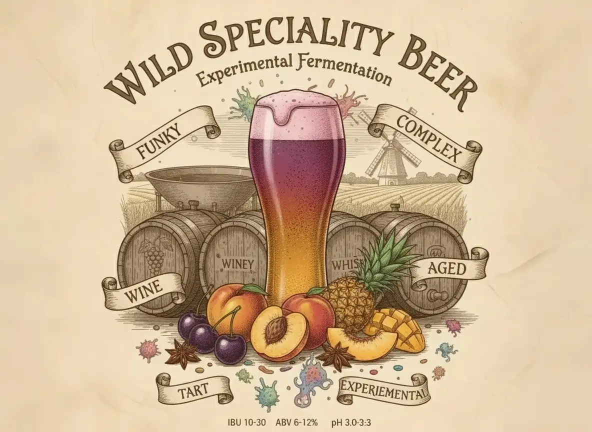 Wild Specialty Beer ficha técnica BJCP 28C parámetros fermentación salvaje ingredientes especiales