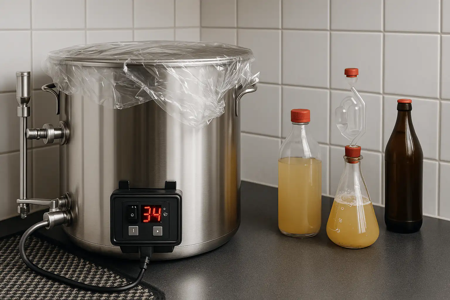 Imagen generada para ilustrar la acidificación del mosto durante la técnica Kettle Sour.