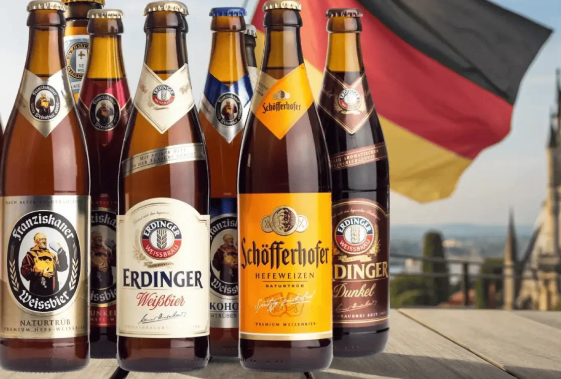 Representacion de botellas de cervezas de las cerveceras de Alemania mas populares