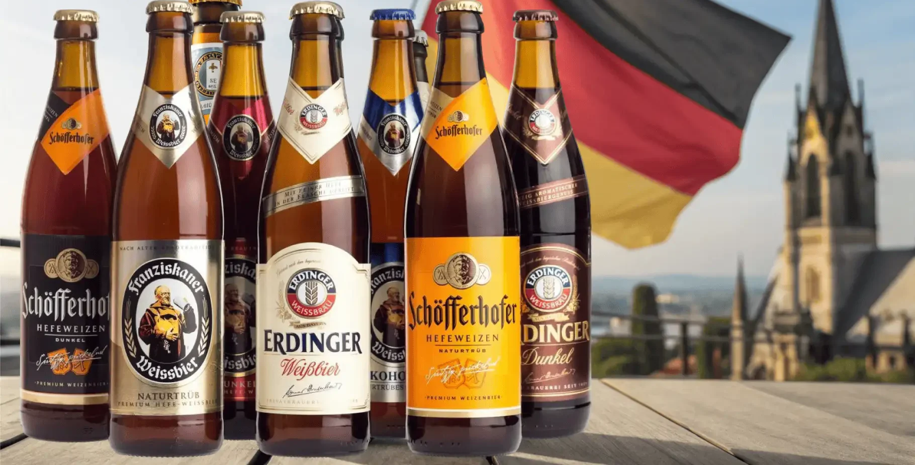 Representacion de botellas de cervezas de las cerveceras de Alemania mas populares