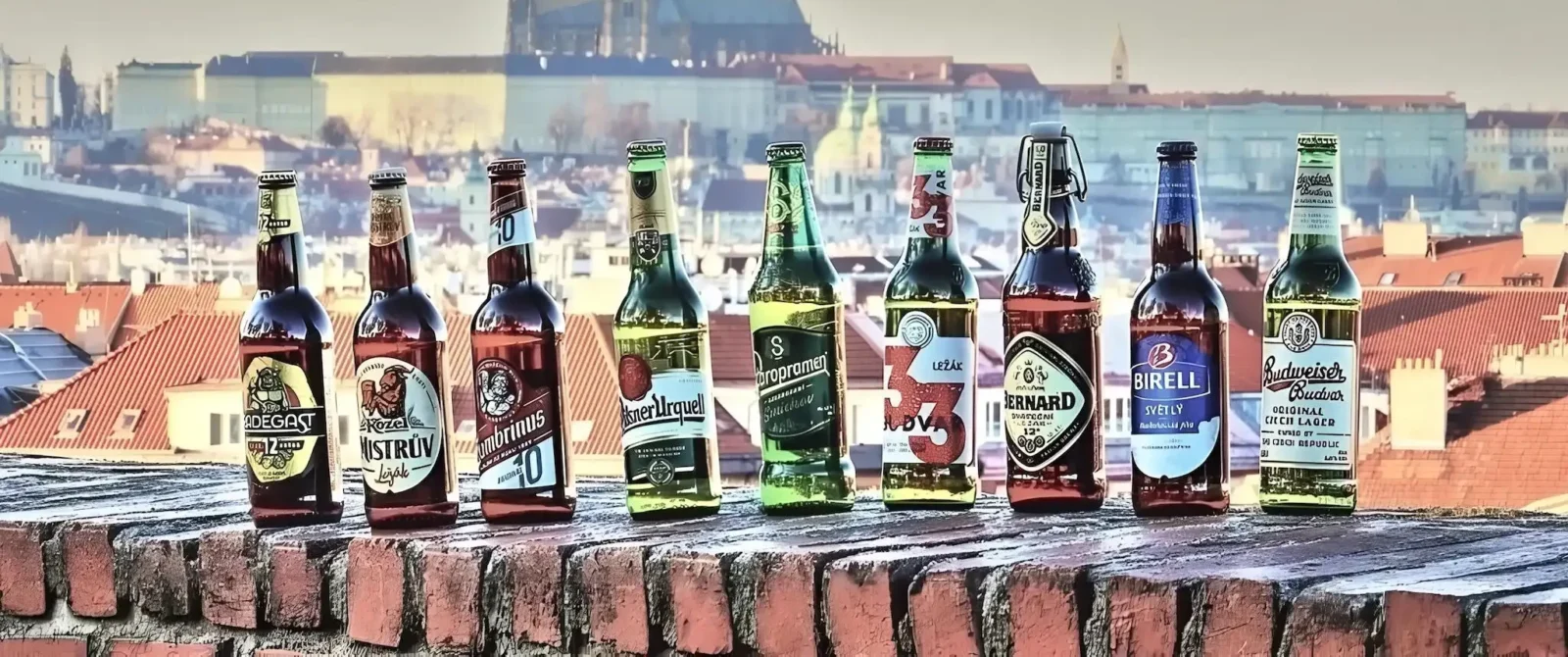 Algunas de las mejores cerveceras de la república checa reflejada en una imagen.