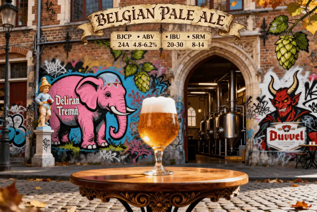 Belgian Pale Ale en copa tulipán mostrando su color ámbar cobrizo característico