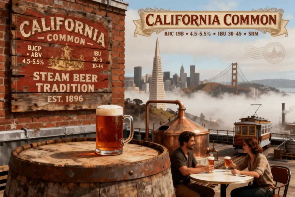 California Common en vaso americano mostrando su color ámbar cobrizo característico