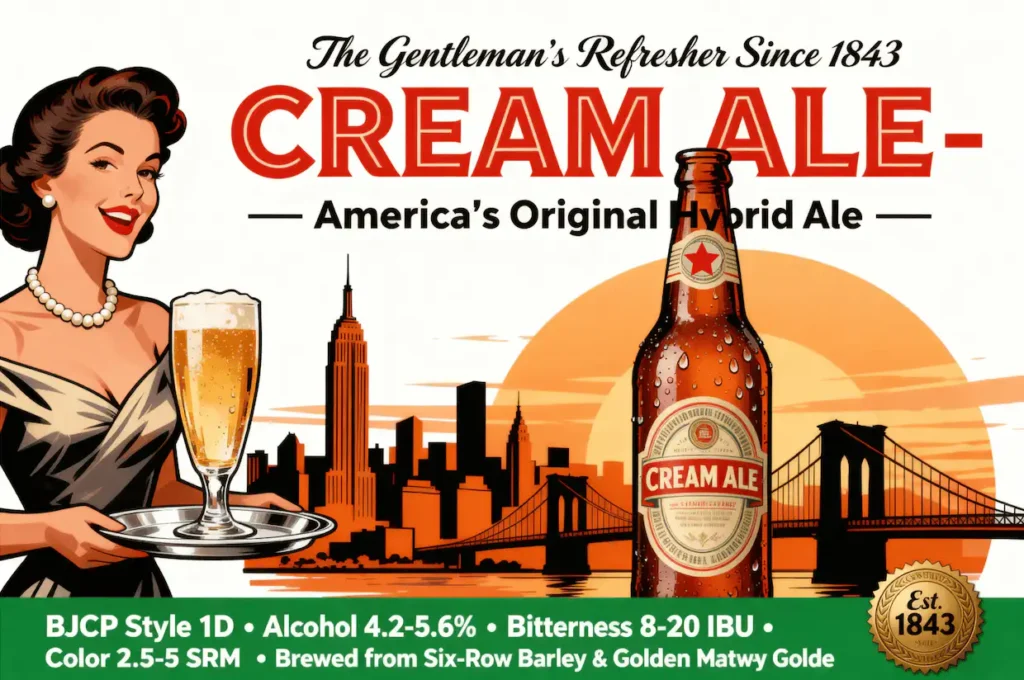 Cream Ale en vaso pilsner mostrando su color dorado pálido brillante característico