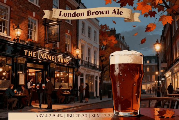 London Brown Ale en vaso pint mostrando su color marrón oscuro casi negro característico