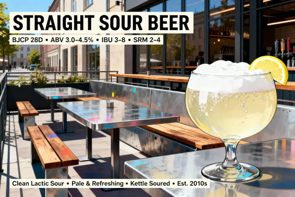 Straight Sour Beer en copa weizen mostrando su color pálido cristalino característico