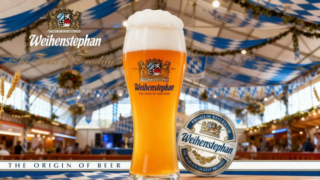 Weihenstephaner Hefeweissbier servida en vaso tradicional mostrando espuma cremosa