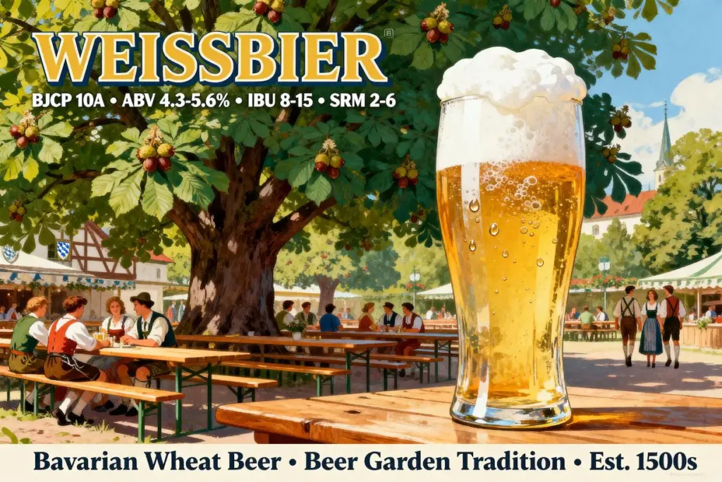 Weissbier en vaso weizen tradicional mostrando su turbidez característica y espuma cremosa