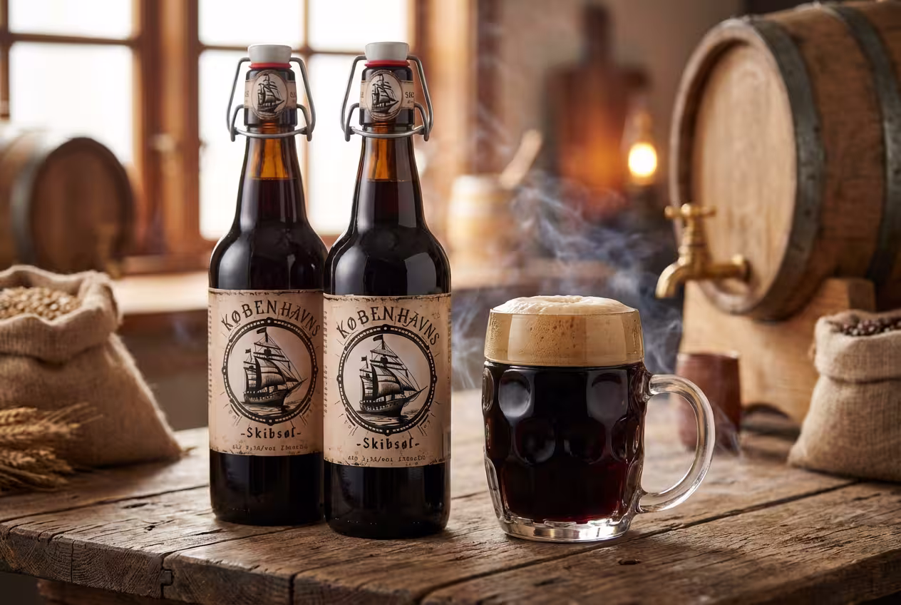 Receta casera Skibsøl cerveza porter ahumada danesa homebrewing botellas flip-top artesanales